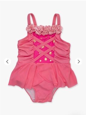 Ruffle Butts Pink Floral Princess Swimsuit 6-12 months